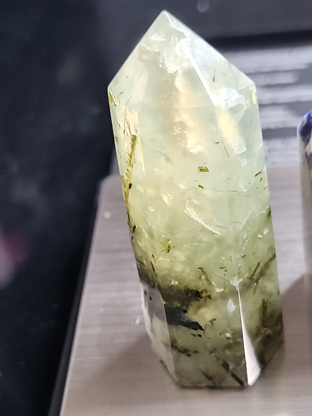 Natural Crystal Tower Set – Prehnite with Epidote & Sodalite – 2-Piece Point Set