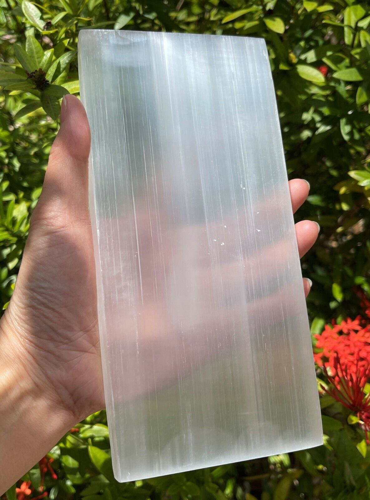 Large Selenite Charging Plate -8×4 Inch Polished Selenite Slab, Selenite Tile
