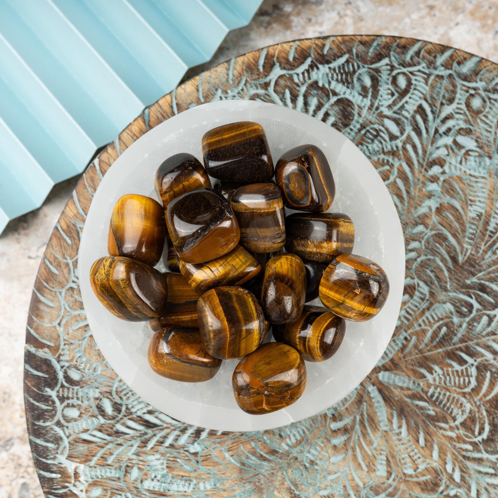 Tiger Eye Crystal Tumble Stone, Polished Stone for Meditation & Healing