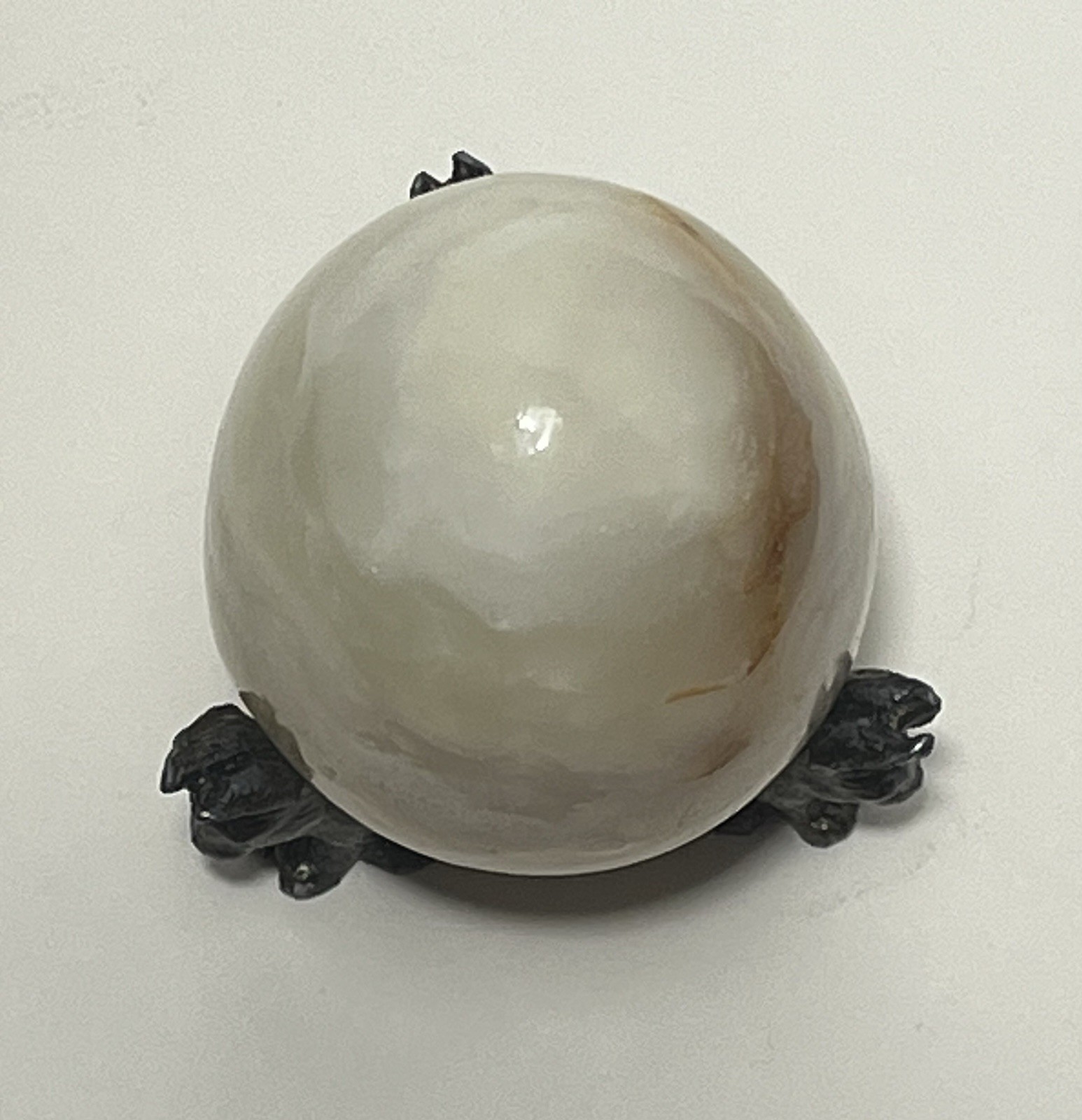 Vintage Polished Natural Banded Onyx ? Egg Carved Crystal 2.5” Stand Not Incl