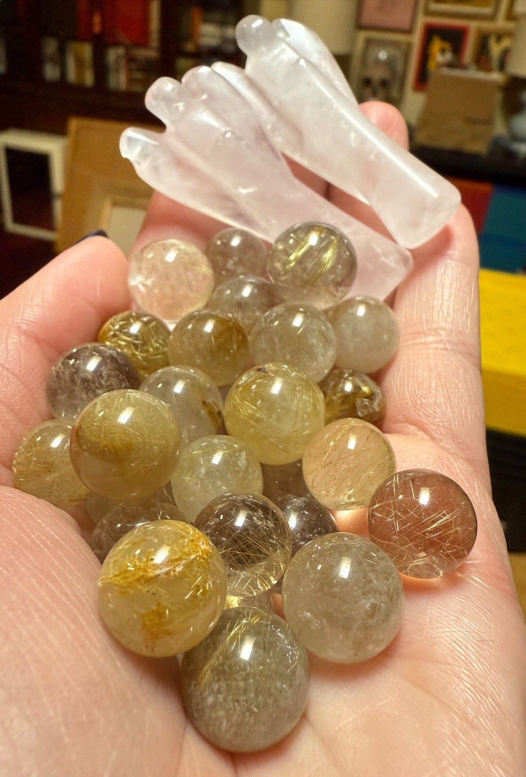 Lucky Crystal Confetti Scoop No Chips Carvings Towers Palm Stones 1/2-2LB