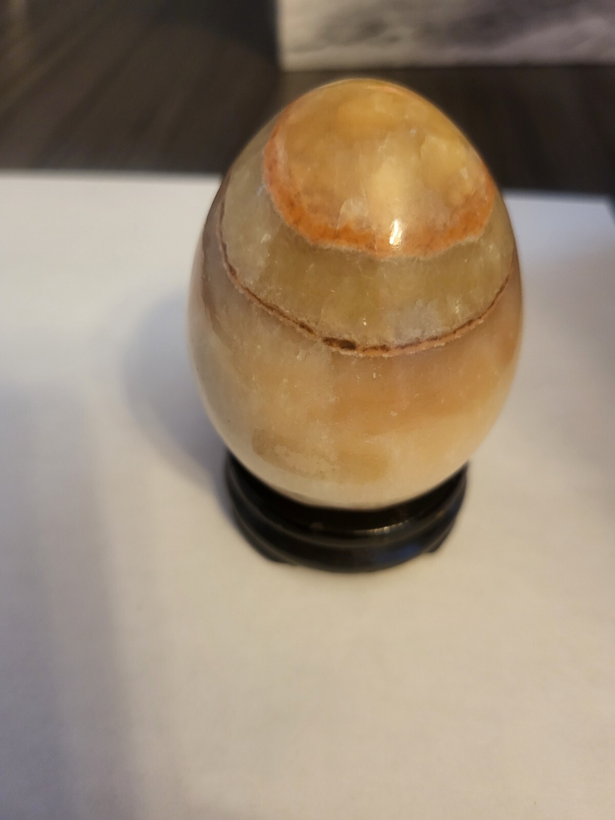 Banded Onyx Egg Gemstone With Wood stand