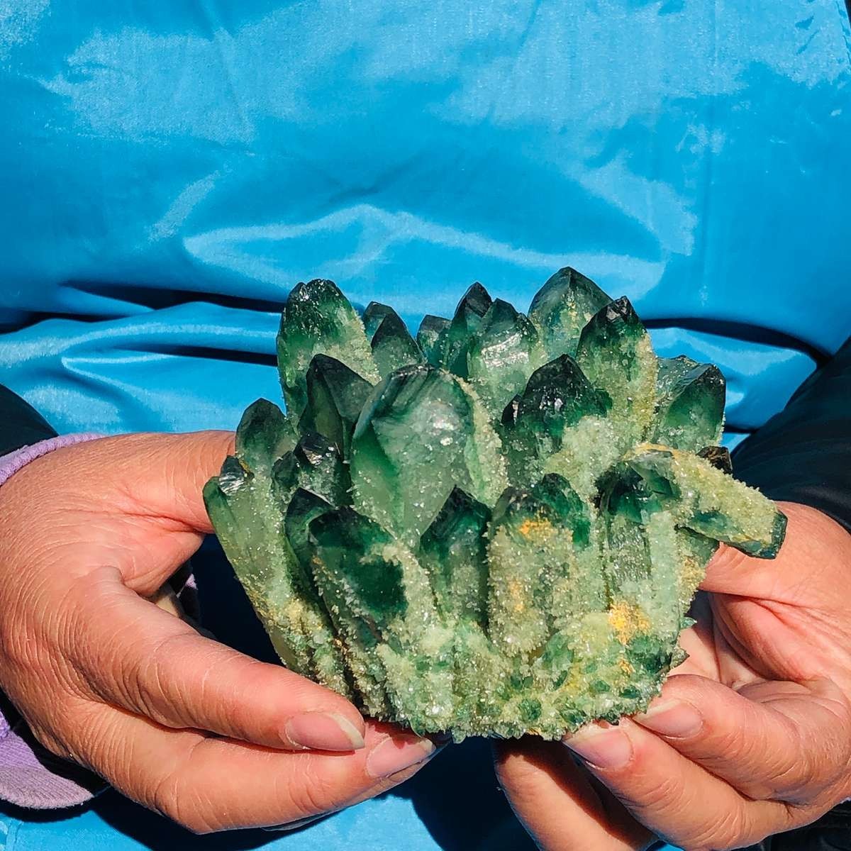 2 piece Lab-Grown Green Crystal Clusters Healing Energy Home Decor 3.03LB