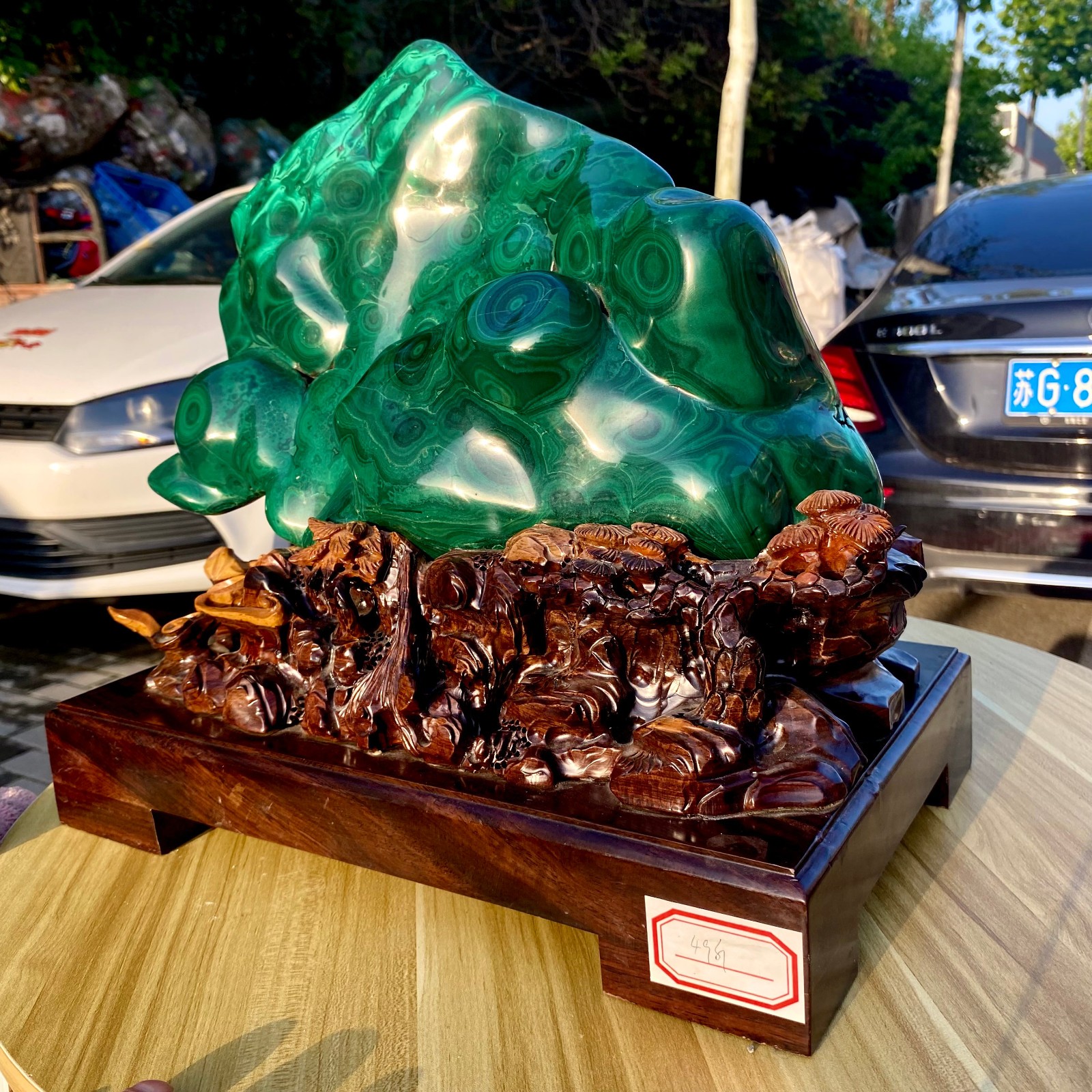 55.11LB Natural glossy Malachite transparent cluster rough mineral sample