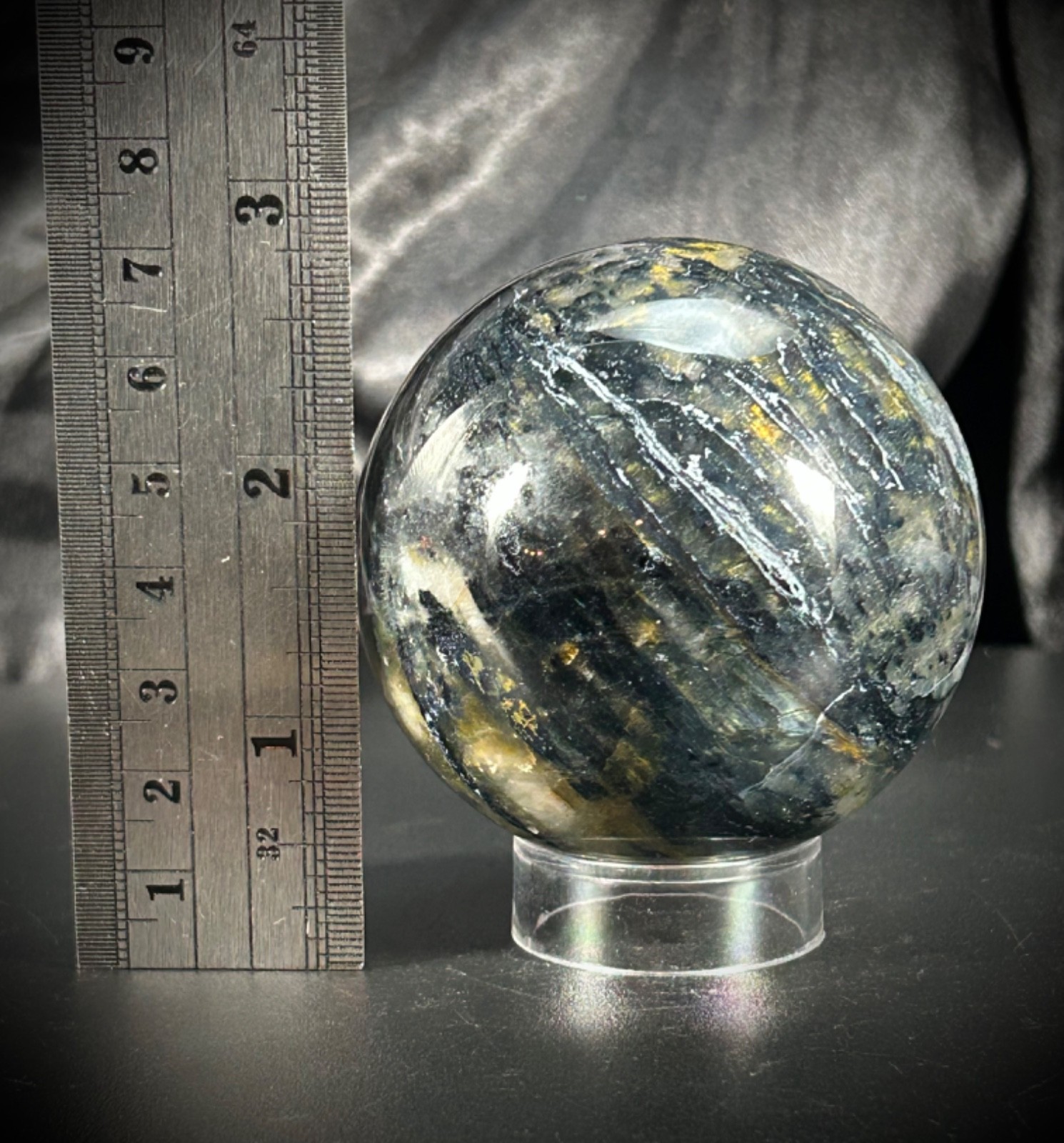 2.47″ Pietersite Sphere With Acrylic Stand 12.3 ounces (350 grams)