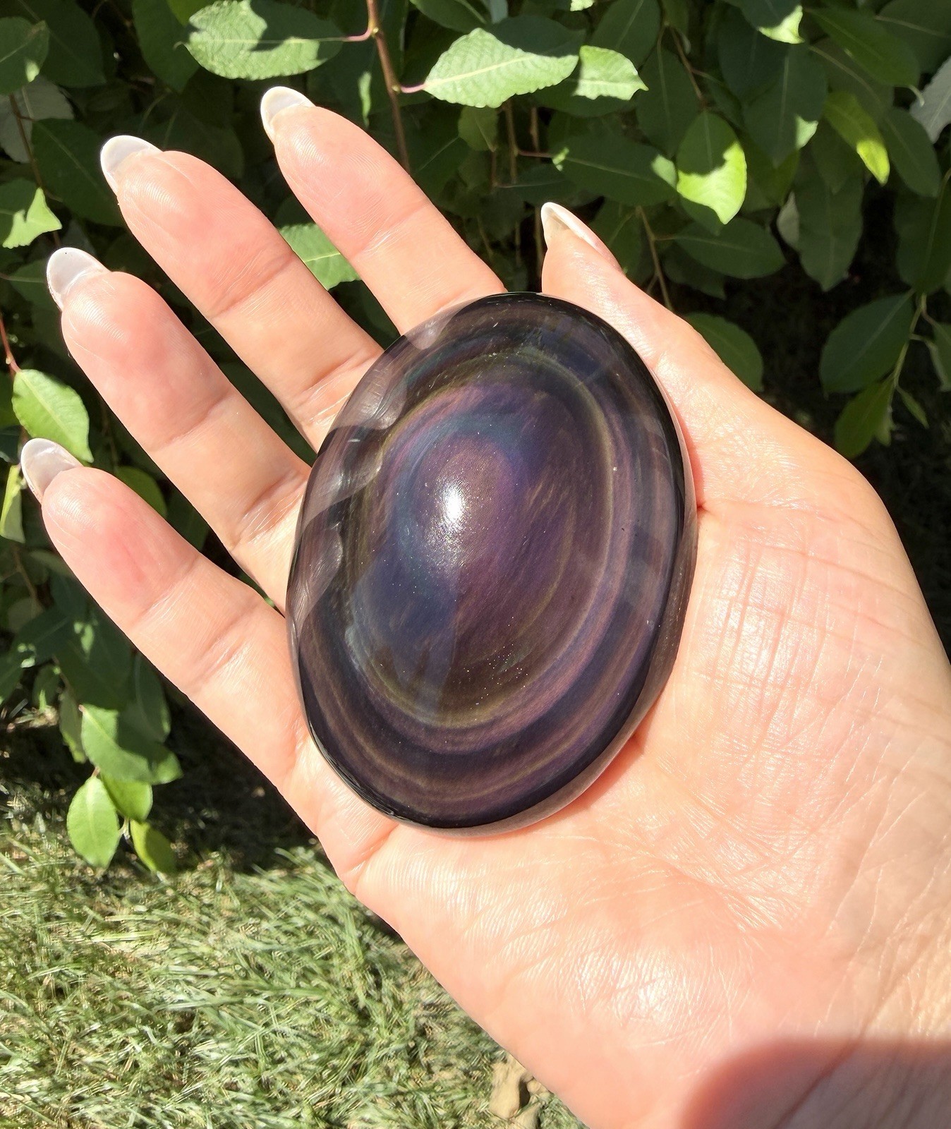 Wholesale Lot 2 Lbs Natural Rainbow Obsidian Palm Stone Crystal Healing