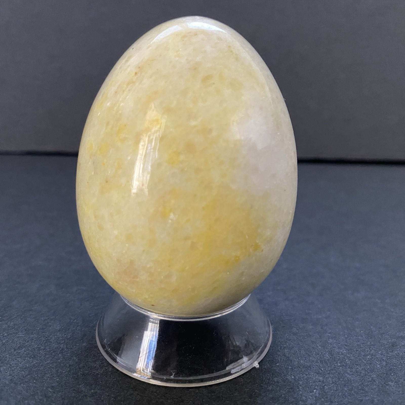 Natural Onyx Stone Egg With Stand Hand Polished Banded Agate Calcite Crystal