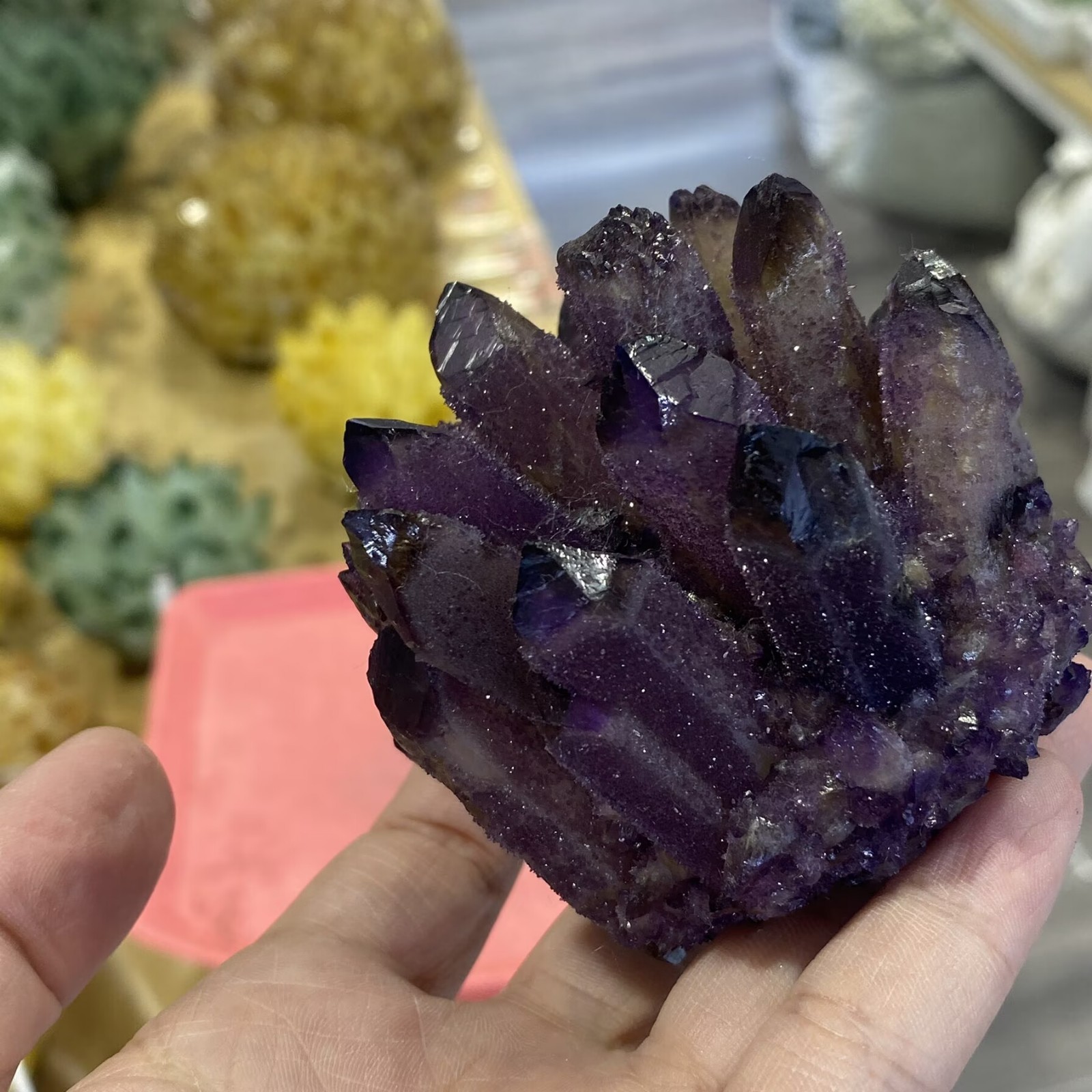 320g New purple Phantom Quartz Crystal Cluster Mineral Specimen Reiki Random