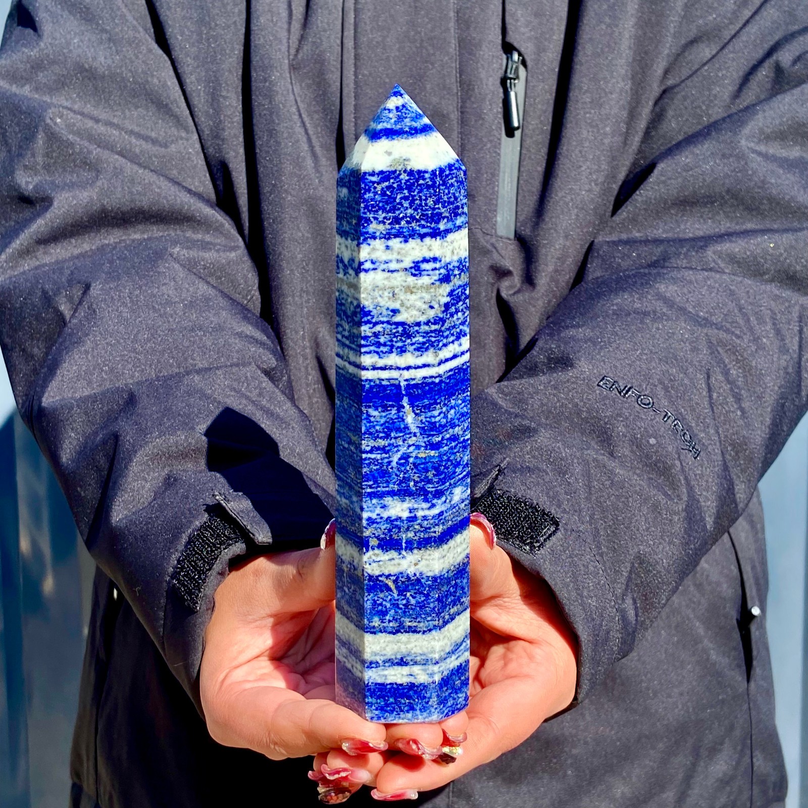 1.23LB Large Natural Lapis lazuli quartz crystal obelisk point wand aura healing