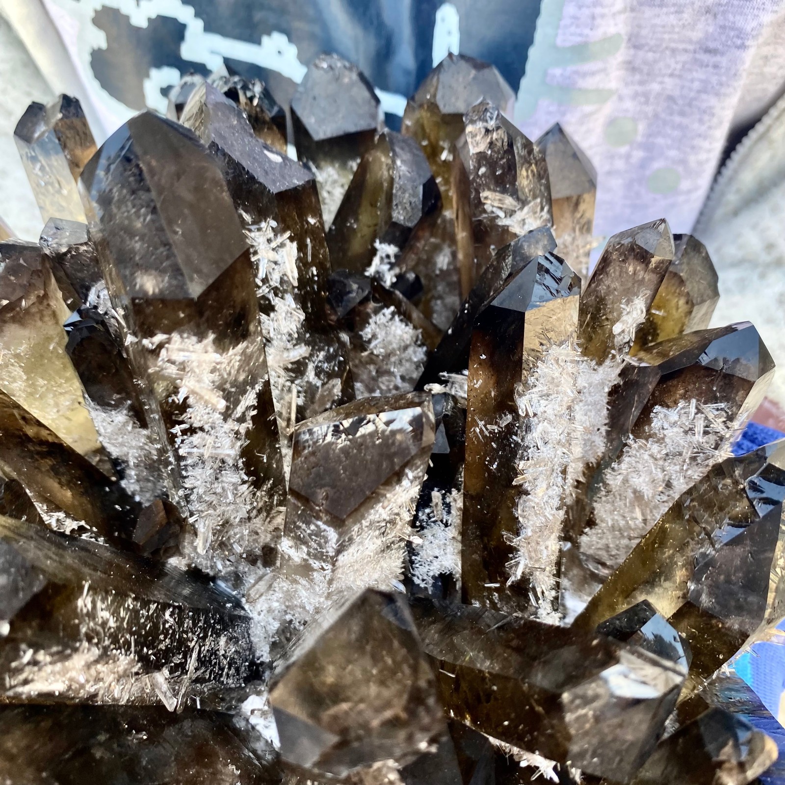 15.43LB New Find black Phantom Quartz Crystal Cluster Mineral Specimen Healing
