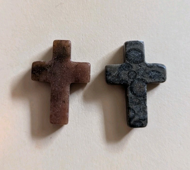 1″ Mini Crystal Crosses Natural Quartz Cross Shaped Worry Stones Charms – #15