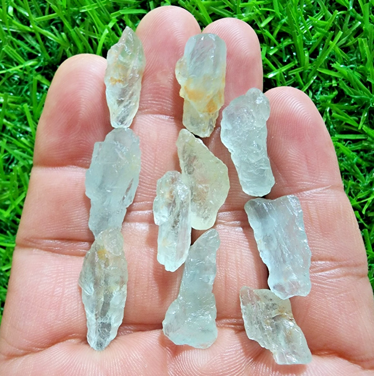 11 Pcs Raw Aquamarine Gemstone Rough Lot 13-22 mm Aquamarine Rough Stone Bulk