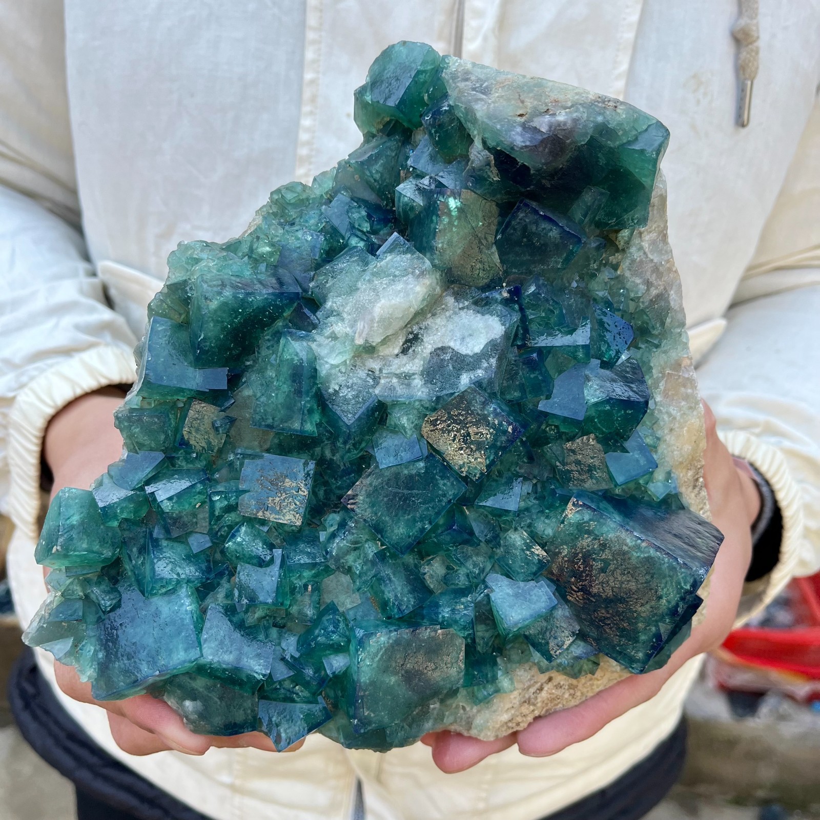 8.2lb Natural cubic green fluorite crystal clusters rough specimen Madagascar