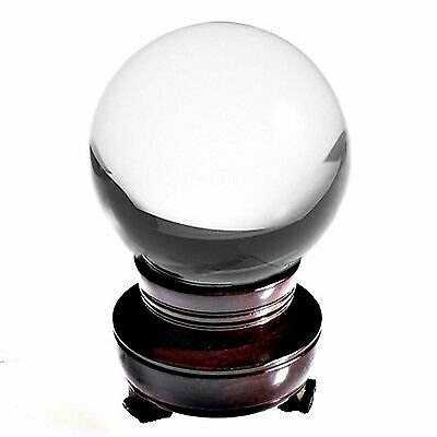 5in” 130mm Clear Quartz Crystal Ball With Wood Stand -TOP USA SELLER