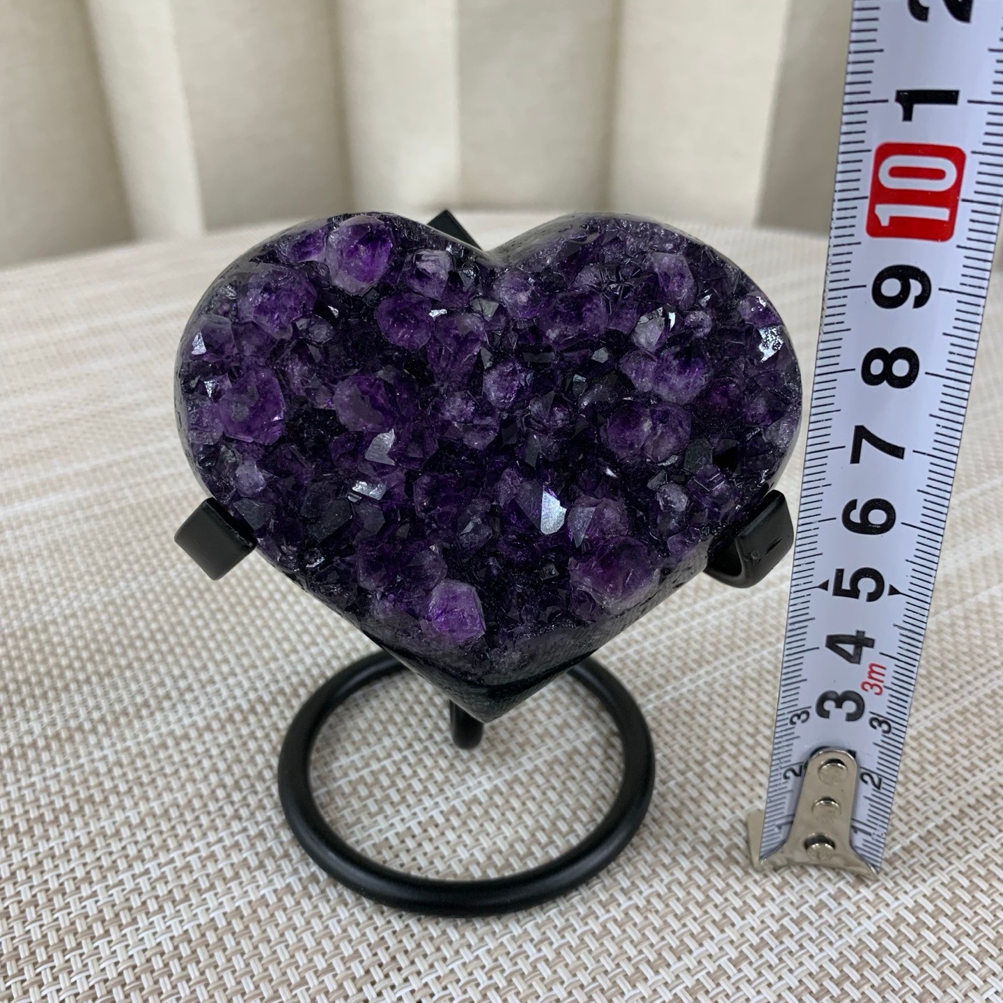 340G Natural Agate Amethyst Heart Crystal Pendant Healing Decor With Stand