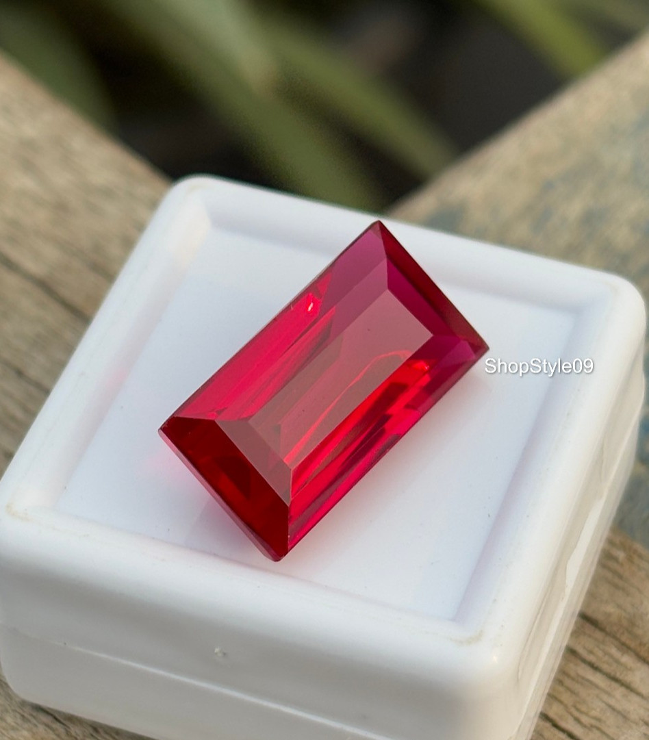 16.00 Ct Natural Red Ruby Princess Cut 18.3×9.3×7.2mm Certified Loose Gemstone