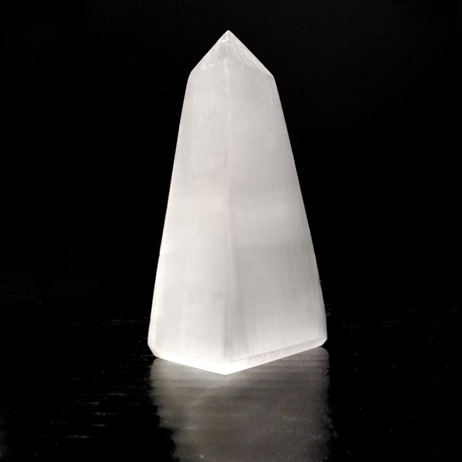 Selenite Tower Polished ” Crystal Obelisk Natural Carved Pyramid Energy Healing