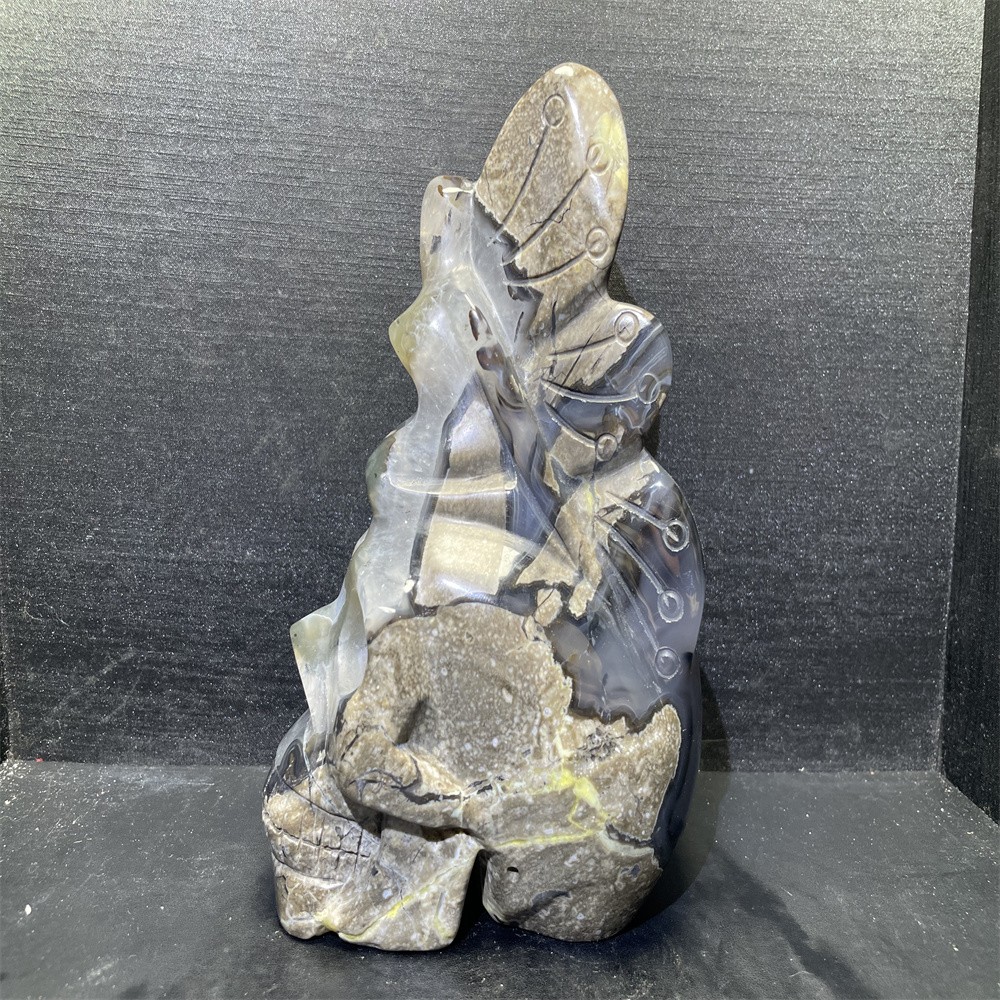4.5LB 7.6”Natural UV Agate Fairy Carving Ornament Quartz Crystal Carving Gift