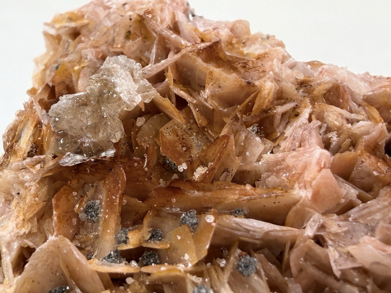 Orange Barite with Galena and Cerussite in Matrix from Morocco 104 g.