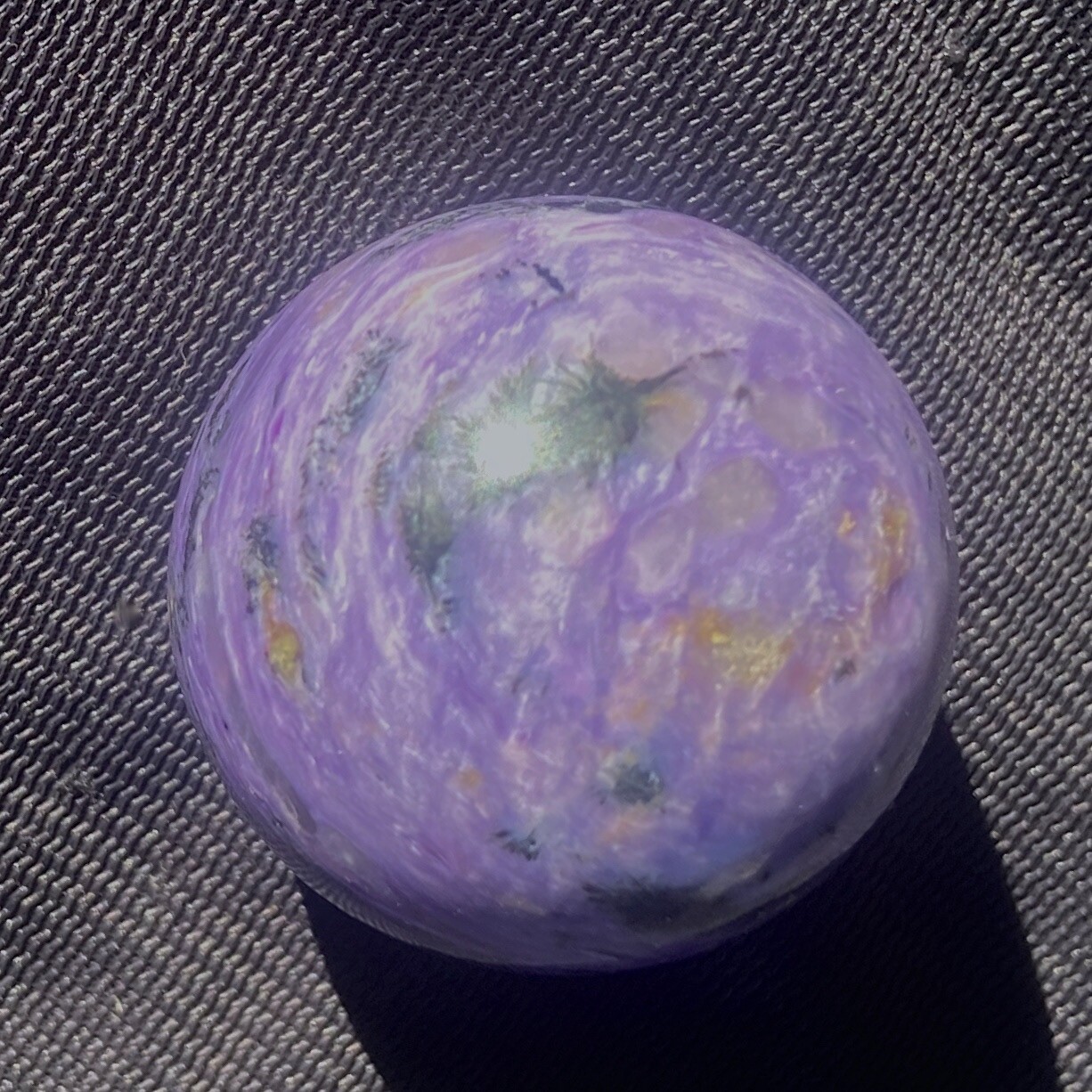 Charoite Fine Grade 36 Milliter Sphere w/ Display Stand 64 Grams Siberia Russia