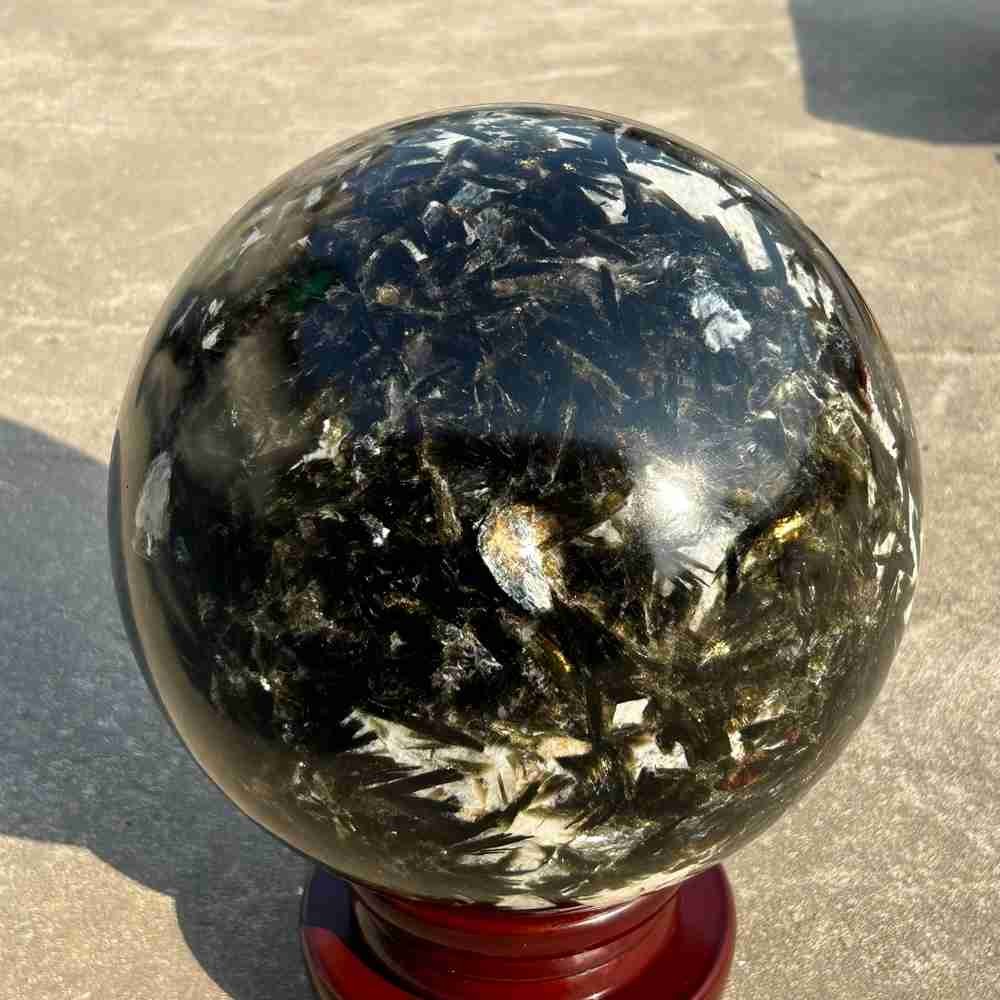 48.4lb Natural green Mica Lepidolite Quartz Sphere Crystal Ball Reiki Gem +stand