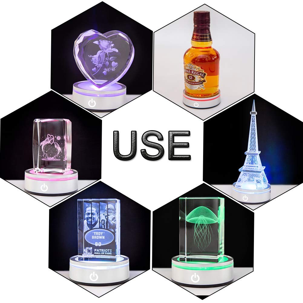 IFOLAINA LED Light Base Lighted Display Stand for Crystal 3D Photo Glass Art …