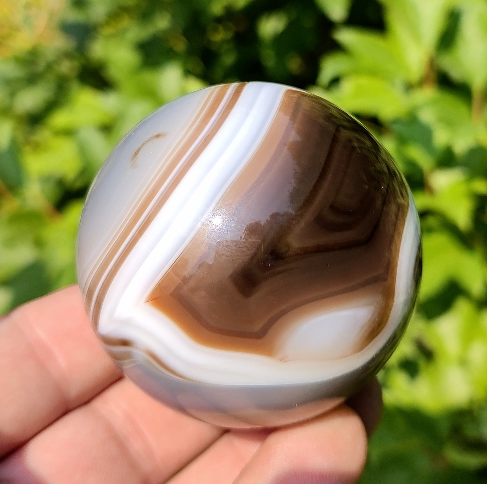 Dramatic 60mm Madagascar Agate Sphere, Mocha Banded Agate Display Sphere