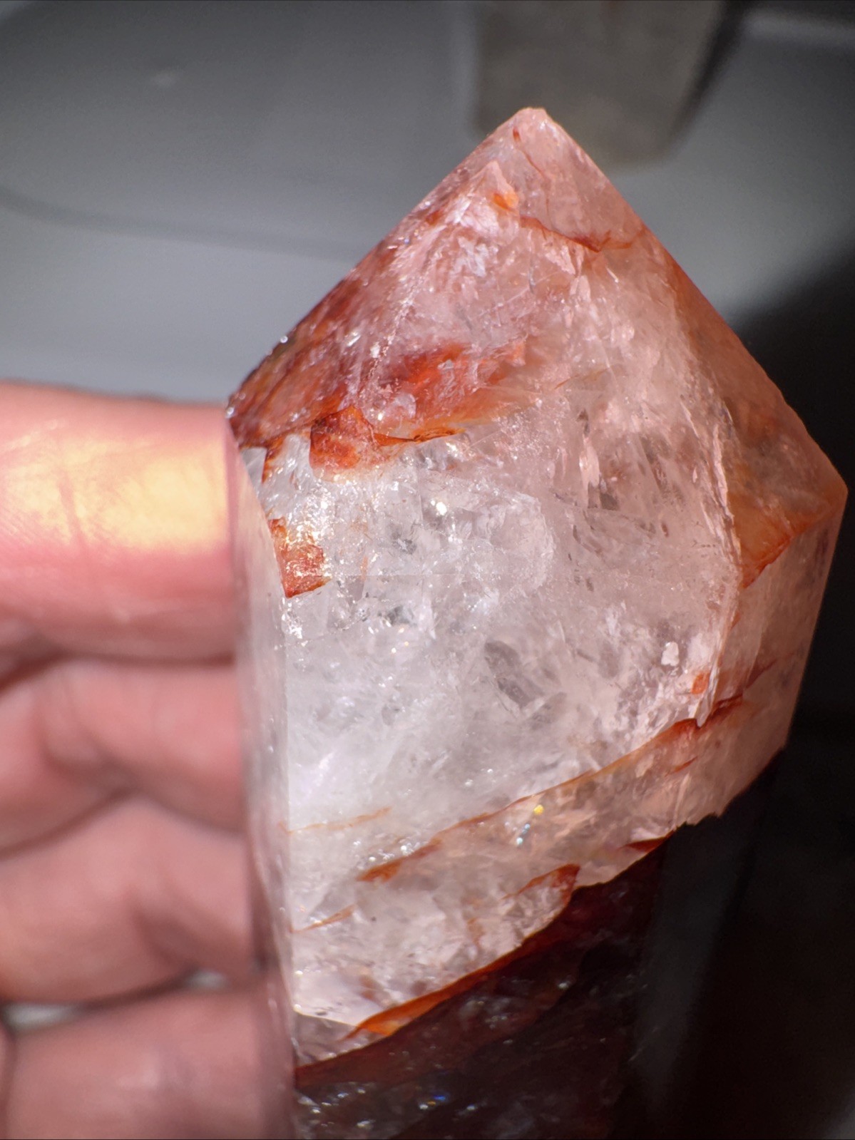 Imperfect Tower Duo. Fire Quartz And Quartz With Fire And Epidote Inclusion