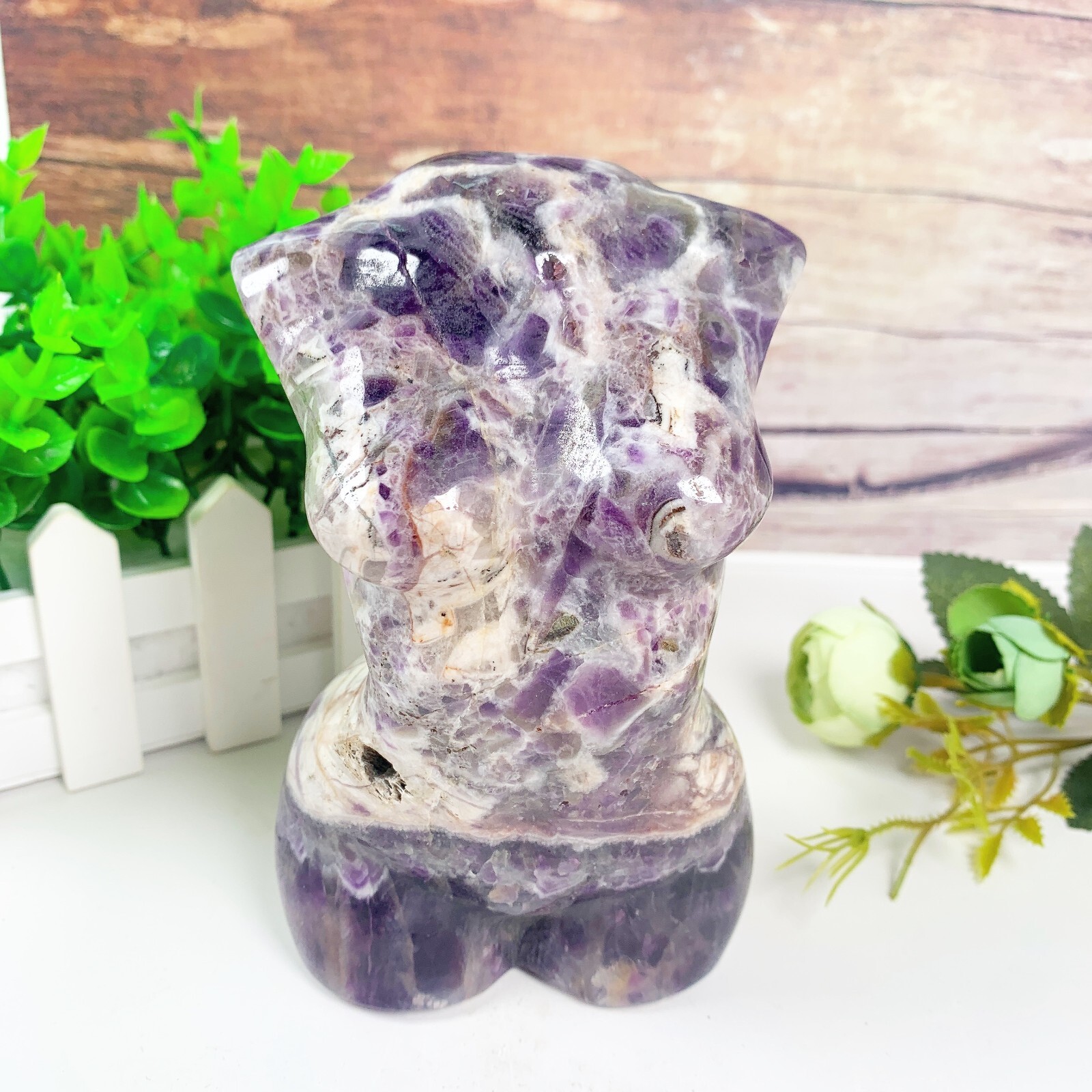 1pc Natural amethyst goddess Crystal woman body carving Home decoration