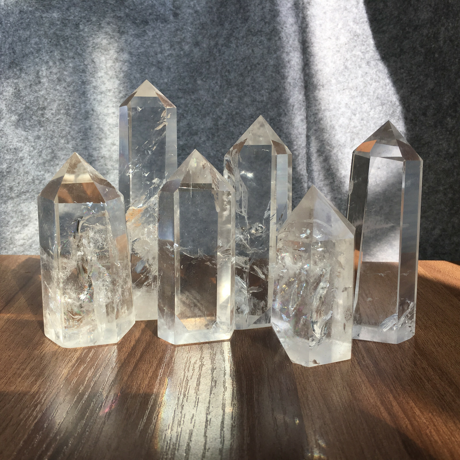 6PCS Natural clear quartz obelisk crystal WAND point healing random