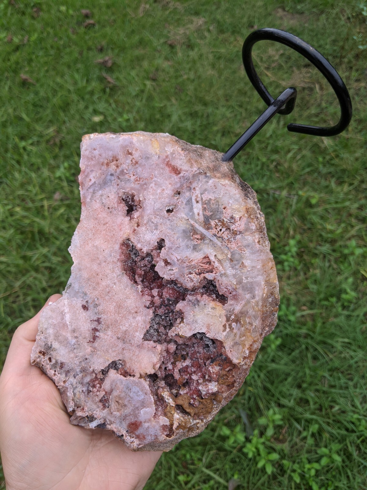 2.2lb Big Rose Pink Amethyst Crystal Cluster Display Quartz Geode