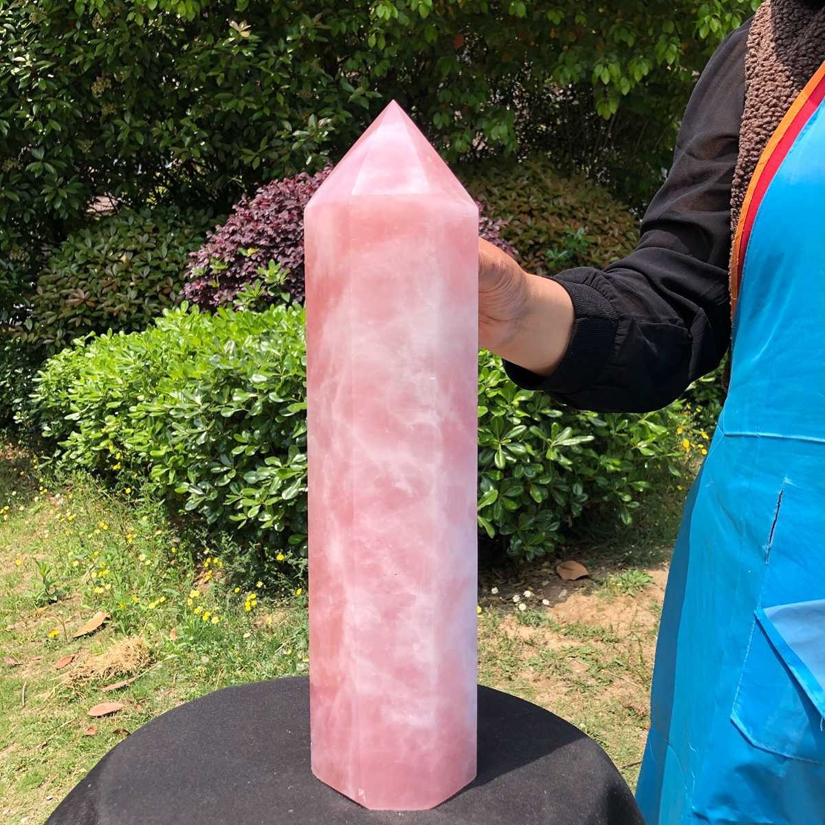 12.16LB Natural rose quartz obelisk pink crystal tower point healing decor