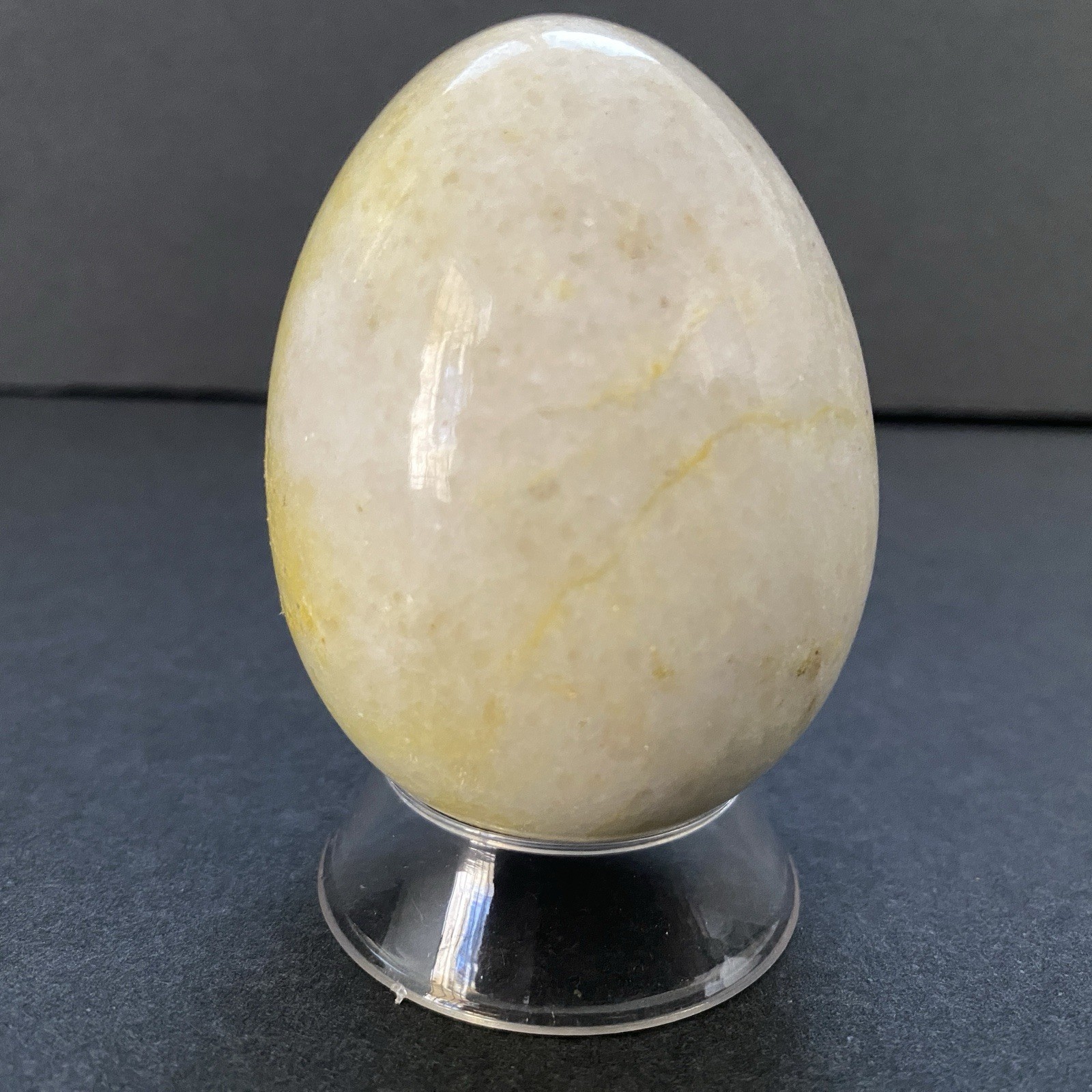 Natural Onyx Stone Egg With Stand Hand Polished Banded Agate Calcite Crystal