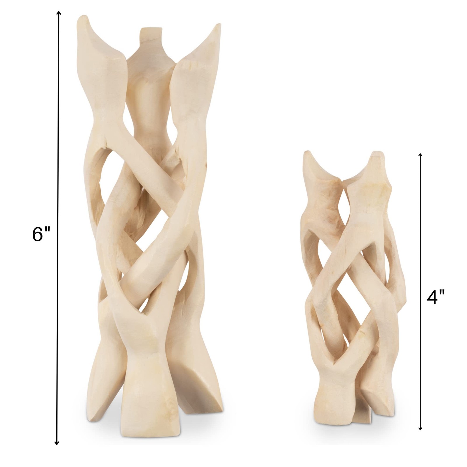 2 Piece Wooden Tripod Stand – 4″ & 6″ Hand-Carved Room Decor Holder ~ Ideal f…