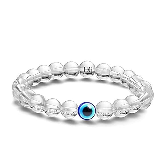 Clear Quartz 8mm Natural Beads Bracelet For Men Women With Free White Zircon