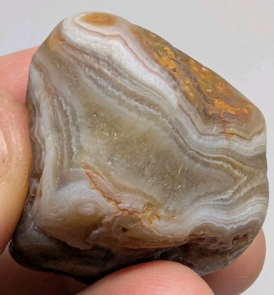 Lake Superior Agate, Great Tan, Brown And White Banding, 39 Grams (1.3+ Oz)