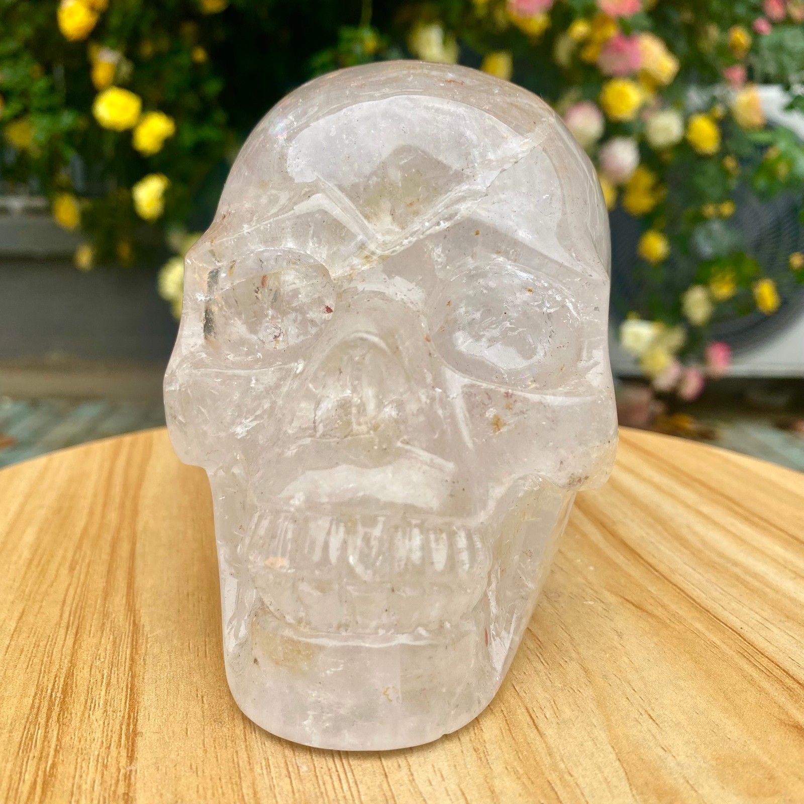 3.08LB TOP! White melting quartz hand carved crystal skull gem reiki healing