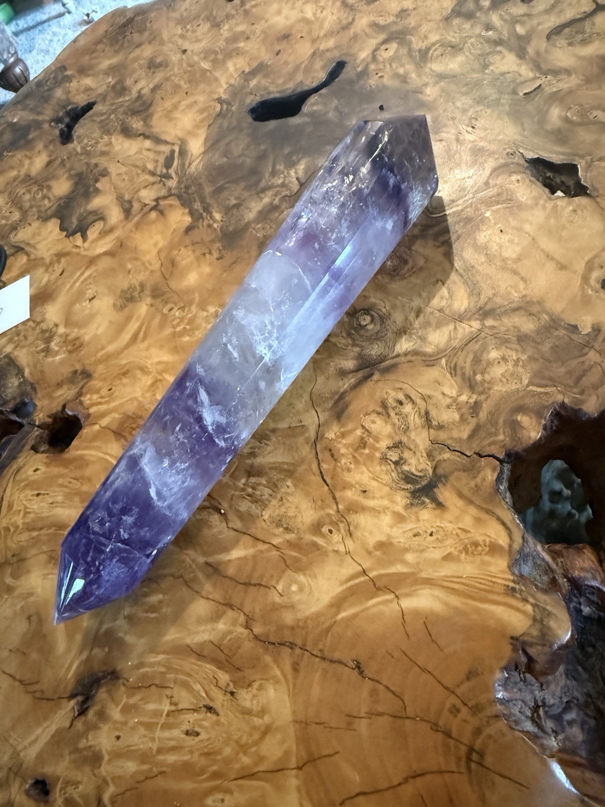 9-1/2in Amethyst Vogel Style 24-Sided Crystal Wand With Stand