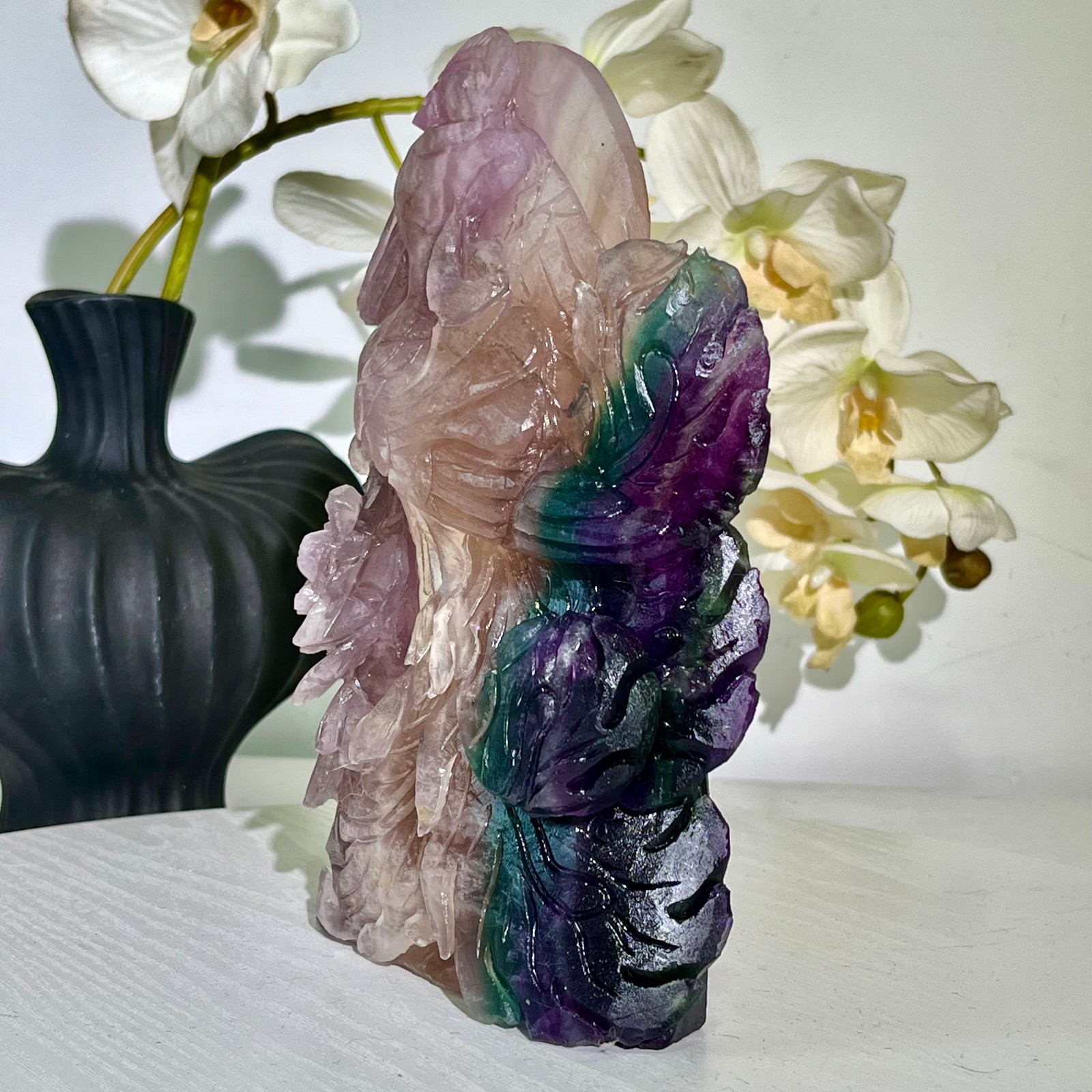 4.71LB Natural fluorite quartz products, hand carved and polished spiritual orn