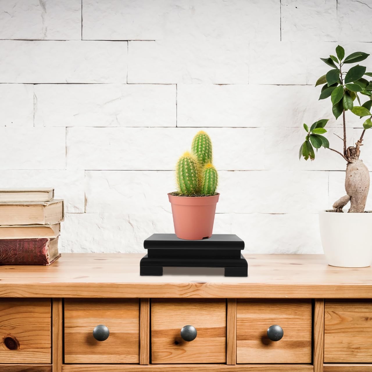 5.90×5.90×3.77 Inch Square Wooden Display Base Stand Decorative Vase Pedestal
