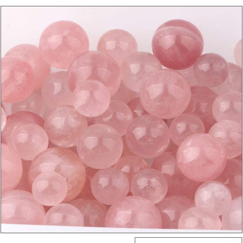 40MM Natural Rose Quartz Crystals Gemstone Reiki Healing Stone Sphere Ball Globe