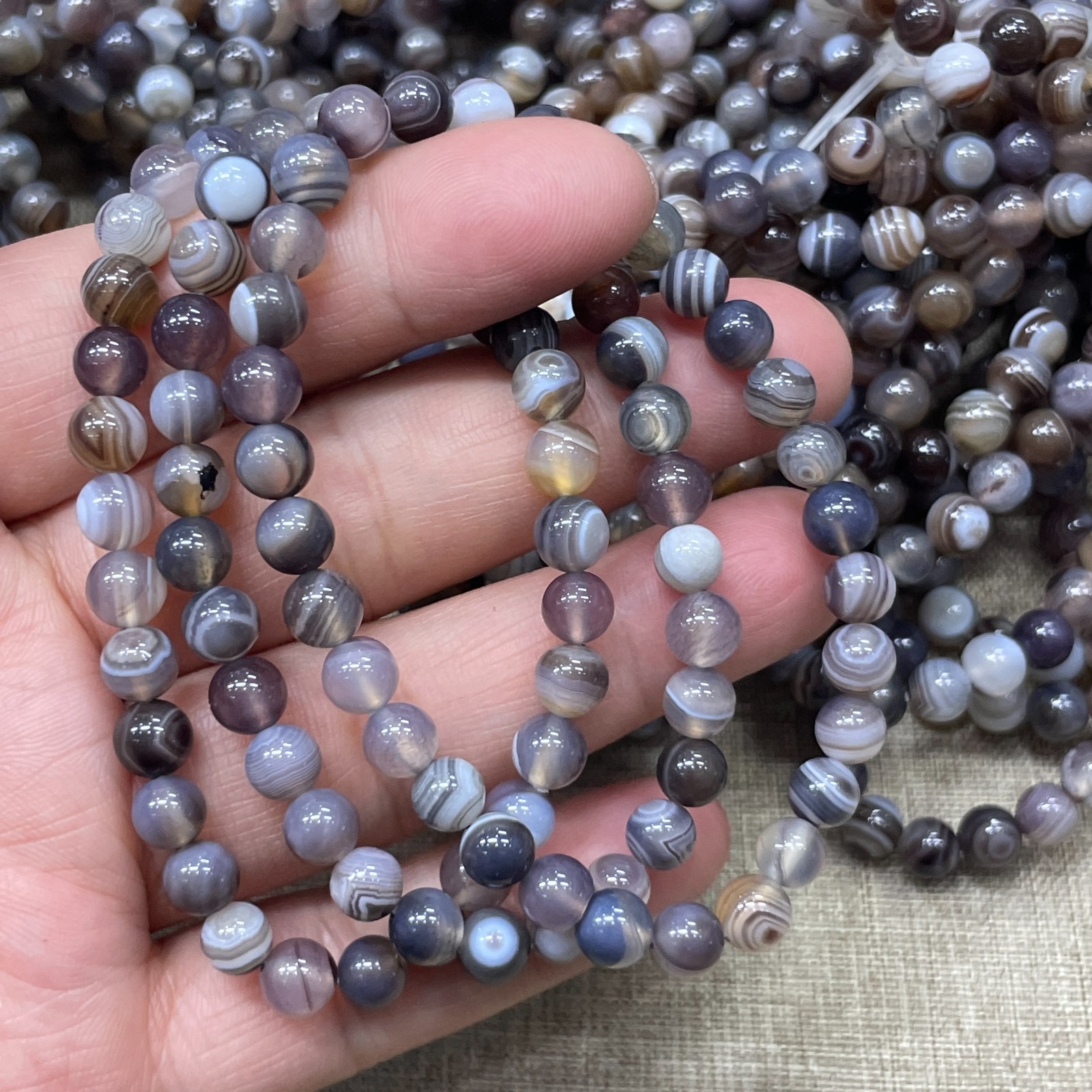 Wholesale 1 Pcs Persian agate Stone ball beads 6mm 7.5″ crystal Stretch Bracelet