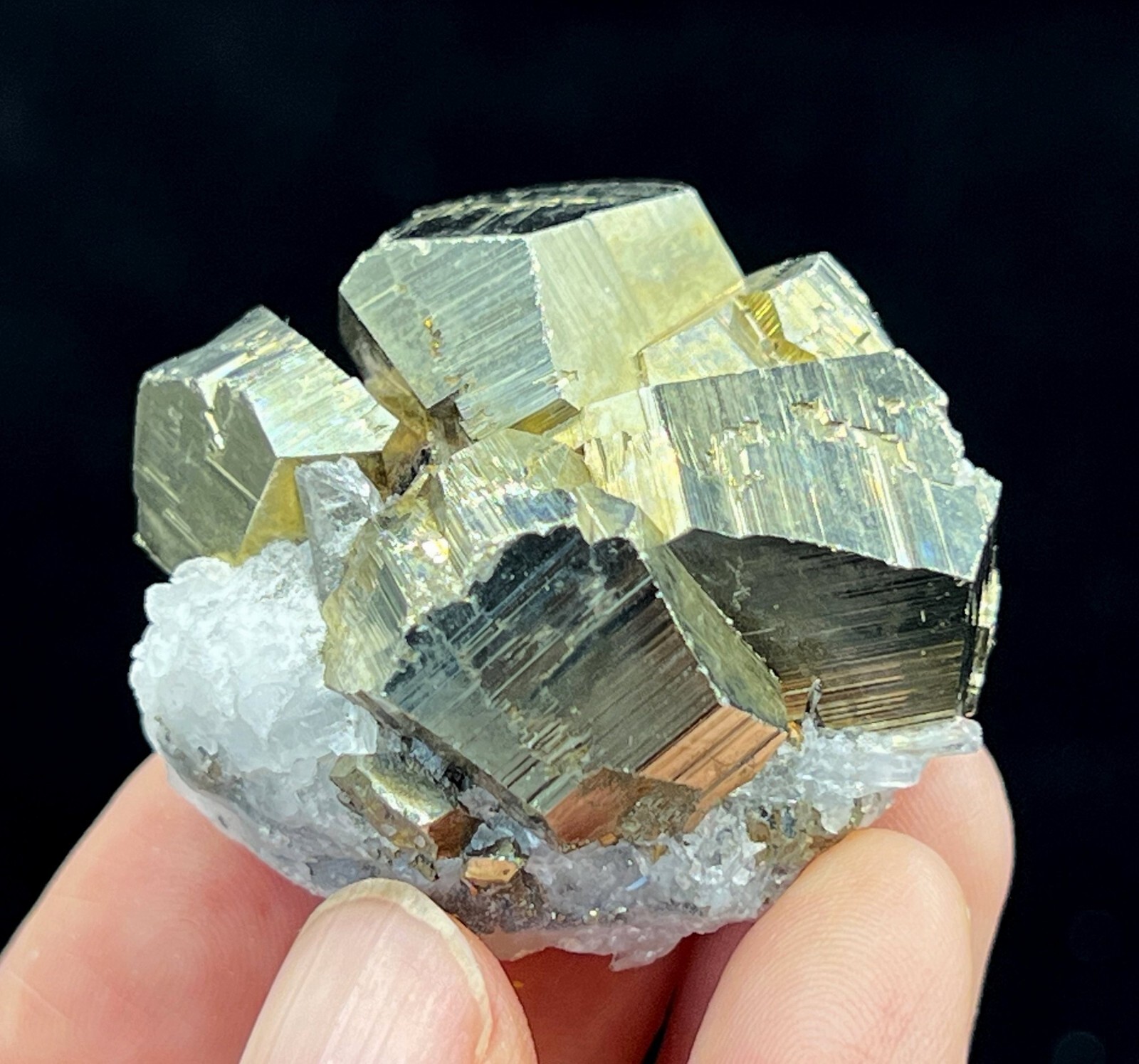 40mm 66g Bright Golden Pyrite with Quartz, Natural Mineral