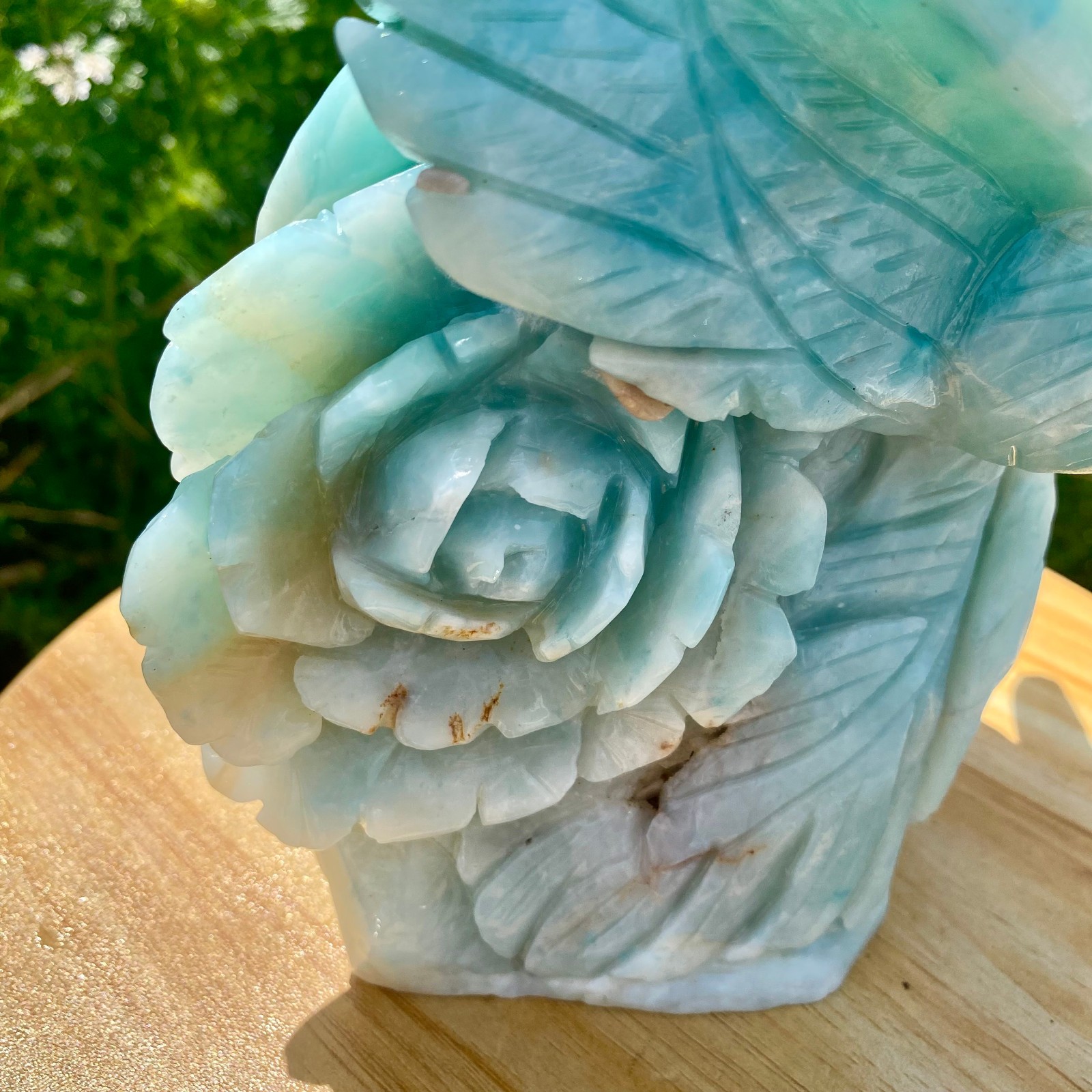 4.85LB Natural Blue Vein Stone Phoenix Carving, Home Decoration