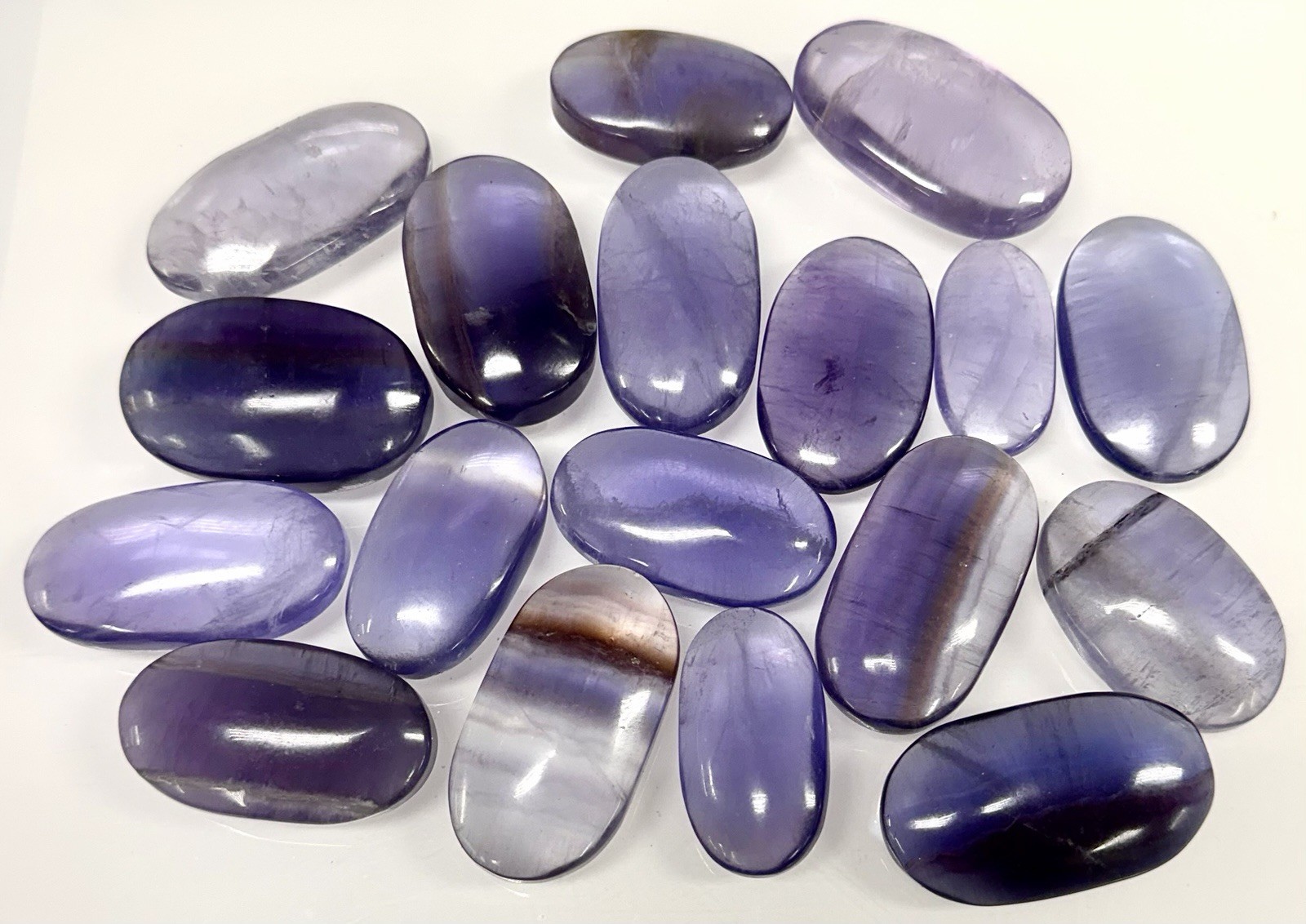 Wholesale Lot 2 Lbs Natural Purple Fluorite Palm Stone Crystal Healing