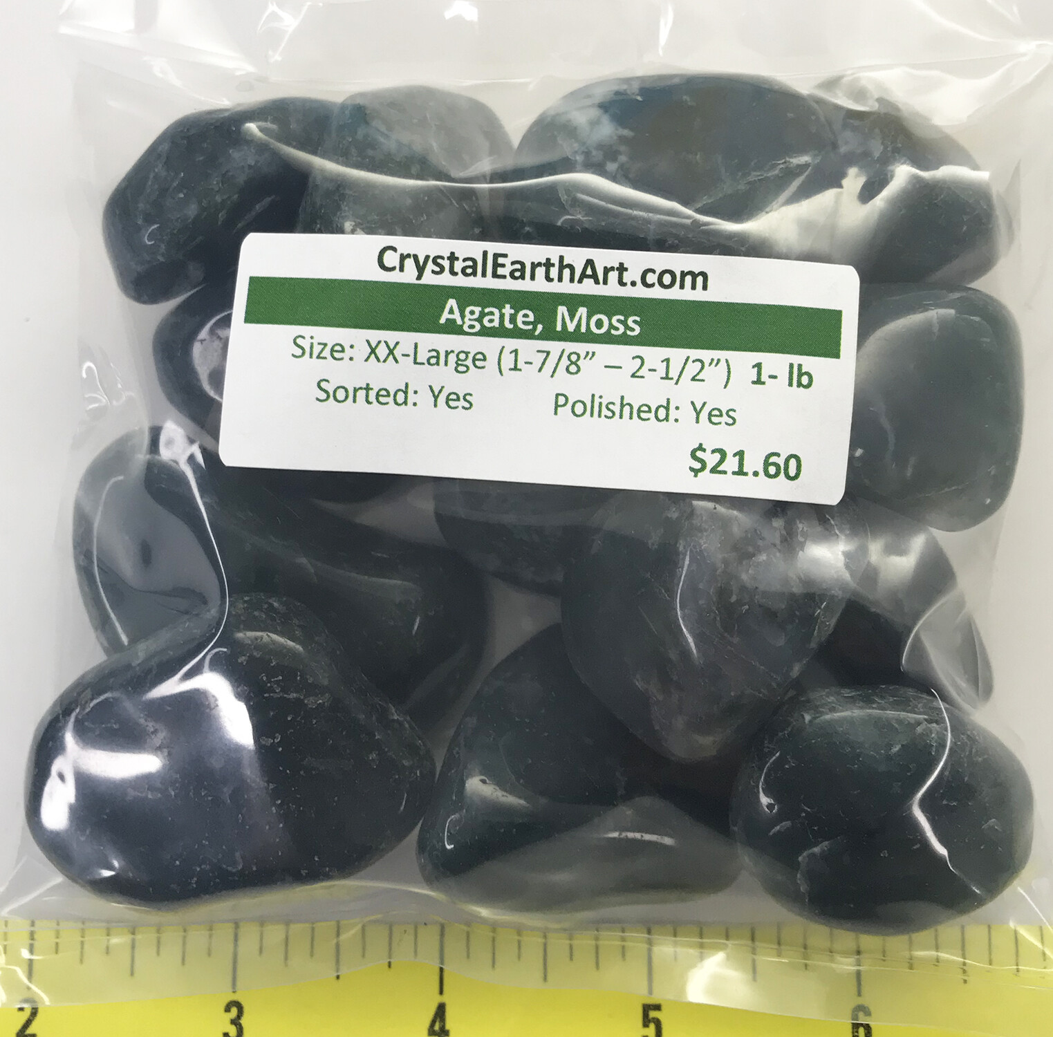 AGATE MOSS XX-Large (1-7/8 to 2-1/2″) polished green agate 1 lb bulk