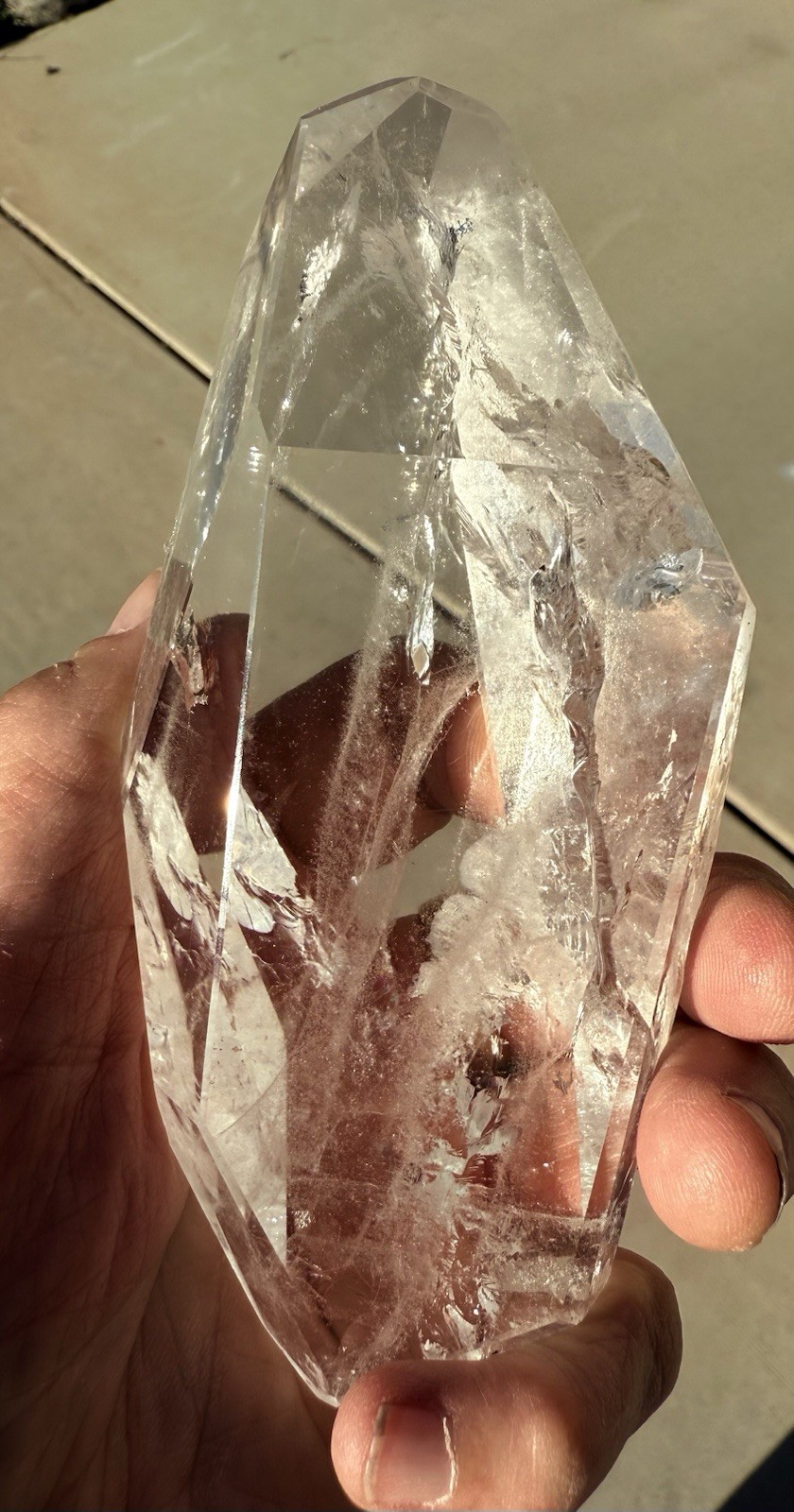 HIGHEST QUALITY CLEAR Quartz Crystal Geometric Freeform 472gr my bEST w/Stand