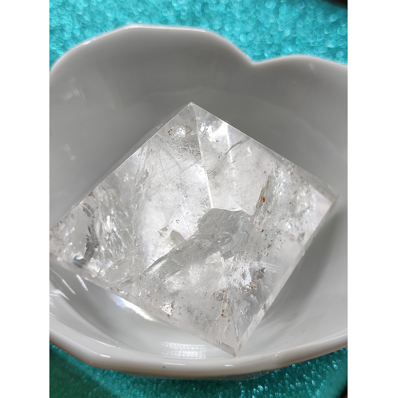 Natural Clear Quartz Crystal Pyramid 4-Sides Polished Specimen Reiki 54mm 130g
