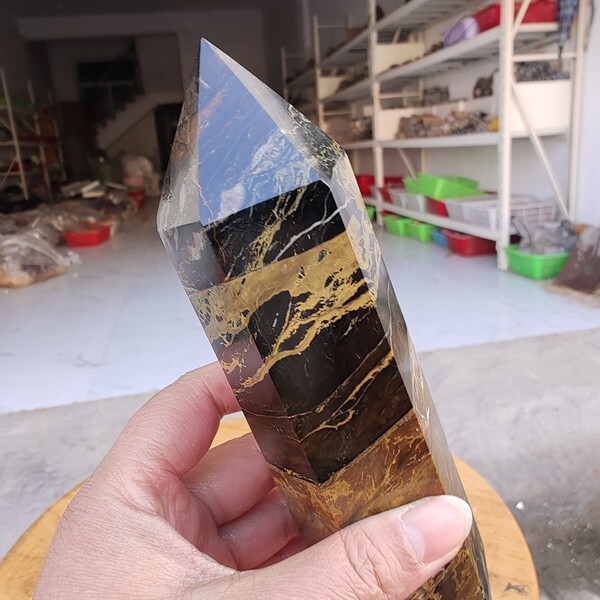 735g WOW! Natural Rare Pietersite Crystal Obelisk Quartz Tower Point Healing