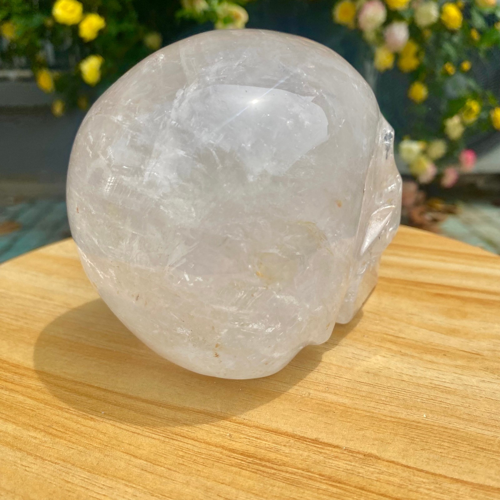 3.3LB TOP! White melting quartz hand carved crystal skull gem reiki healing